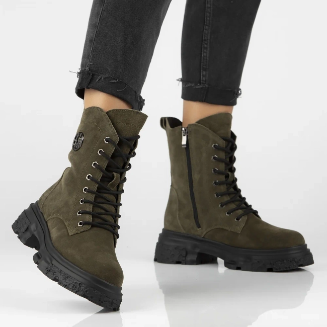 Khaki kožené boty Filippo DBT6443/24 KH
