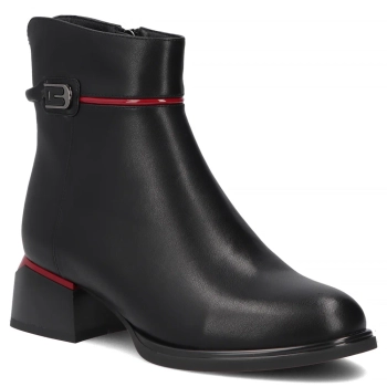 Černé kožené kotníkové boty Filippo DBT8124/26 BK RD