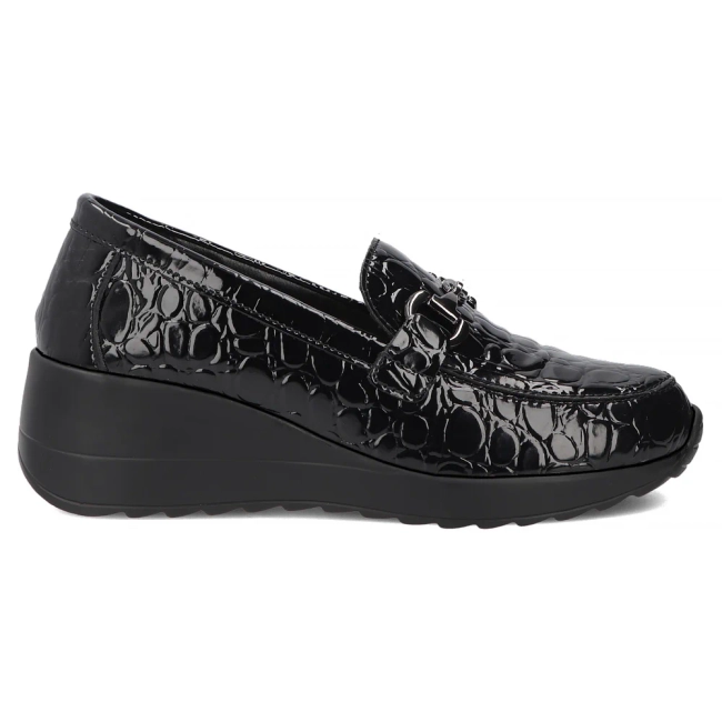 Černé kožené polobotky na klínku Filippo DP8101/26 BK