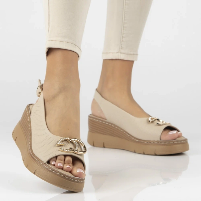 Béžové kožené sandály Filippo DS7648/26 BE