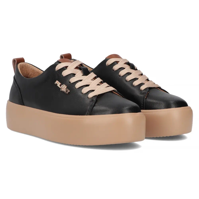 Černo-béžové kožené sneakersy Filippo DP6117/25 BK BE