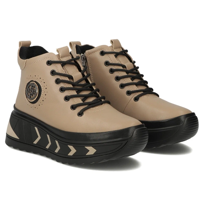 Taupe kožené kotníkové boty Filippo DBT4214/25 TP