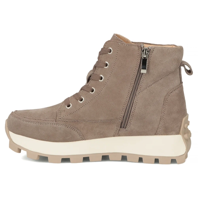 Taupe kožené kotníkové boty na platformě Filippo DBT7160/26 TP