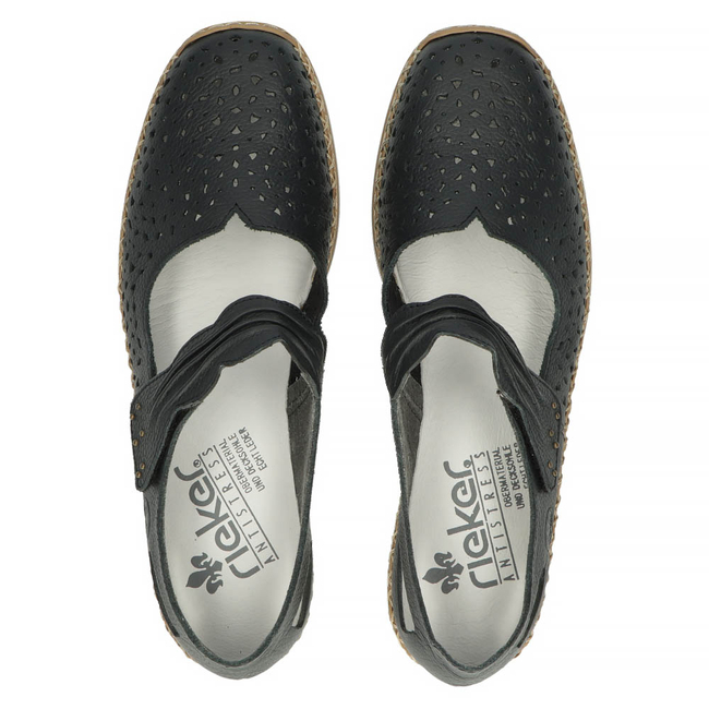Modré kožené polobotky Rieker 41399-14