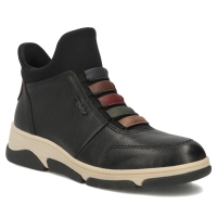 Černé kožené kotníkové boty Rieker L5651-00