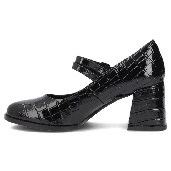Černé kožené polobotky na podpatku Filippo DP8161/26 BK