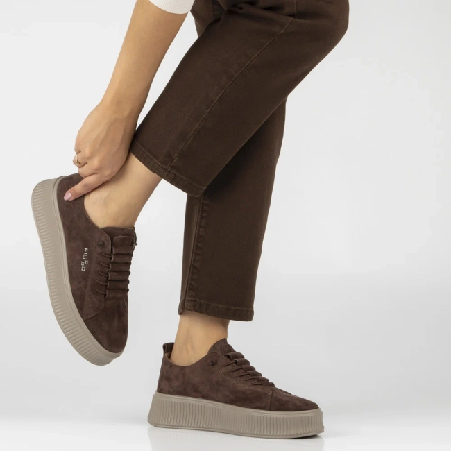 Tmavě hnědé kožené tenisky Filippo DP8343/26 D BR